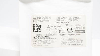 MicroAire PAL-308LS 3.0mm Single Use Cannula 8mm Slot,22cm Long (x)